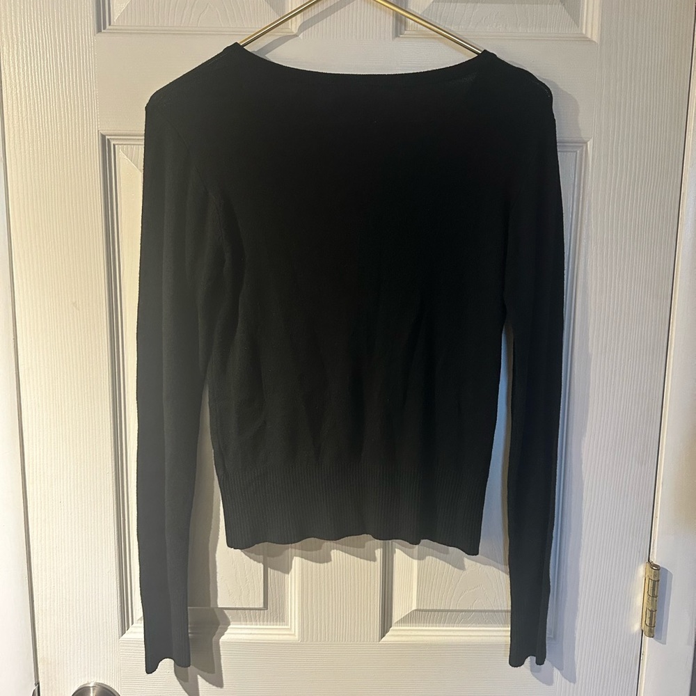 Hot Topic Black Button-Down Long Sleeve Cardigan with White Graphic Symbols - Picture 3 of 3